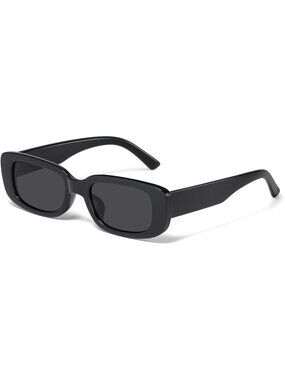 Women's Black Trendy Y2k Retro UV Protection Cool Square Frame Sun Glasses